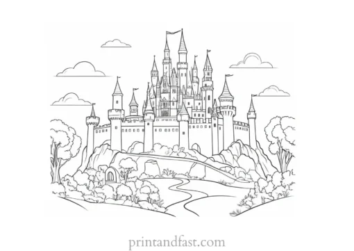 castle coloring page for therapy