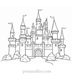 castle coloring page for toddlers