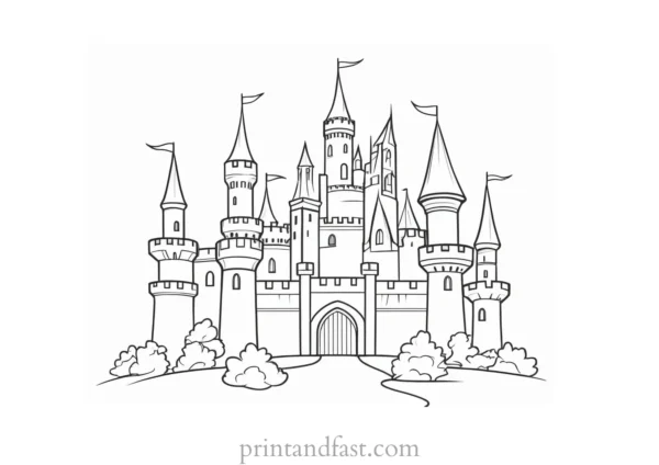 castle coloring page for toddlers