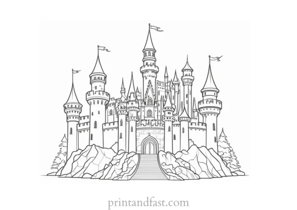 castle coloring page intricate