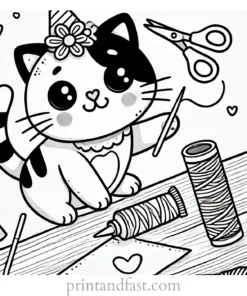 cat coloring page craft