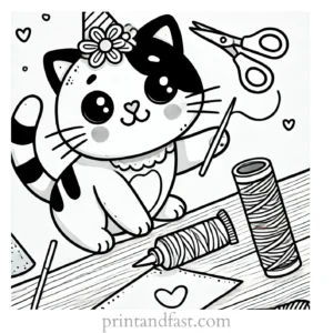 cat coloring page craft