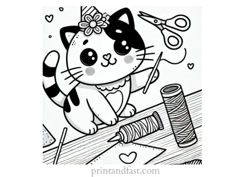 cat coloring page craft