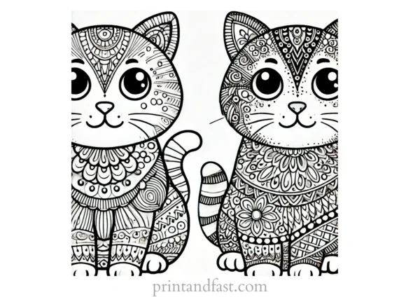 cat coloring page for adults