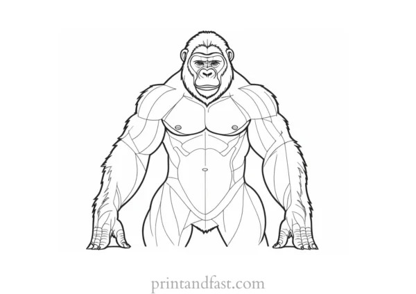 challenging Gorilla Coloring Page