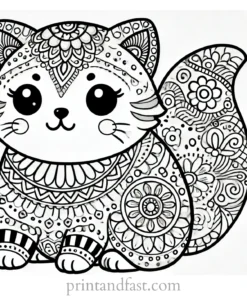 challenging cat coloring page