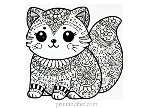 challenging cat coloring page