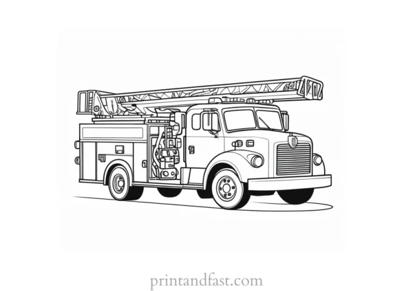 challenging fire truck coloring page