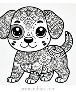 challenging puppy coloring page