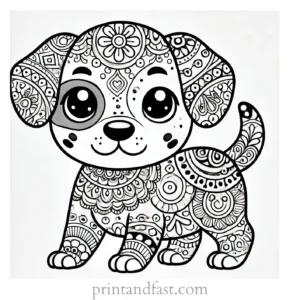 challenging puppy coloring page