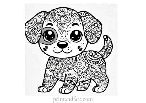 challenging puppy coloring page