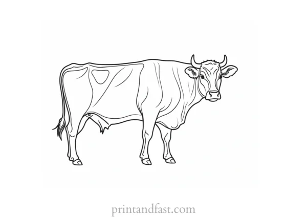 cow coloring page black and white