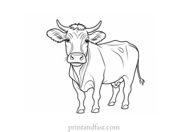 cow coloring page cute