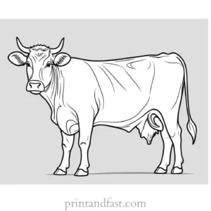 cow coloring page detailed