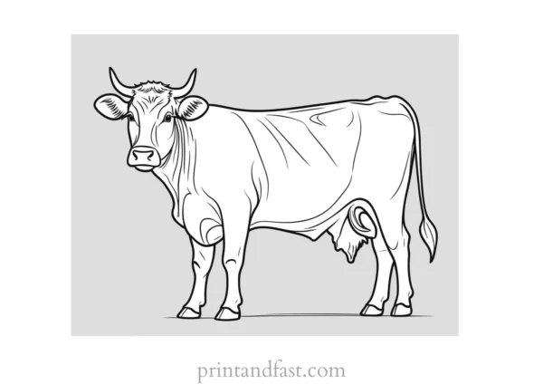 cow coloring page detailed