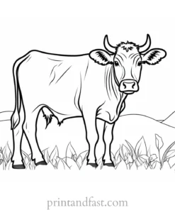 cow coloring page farm