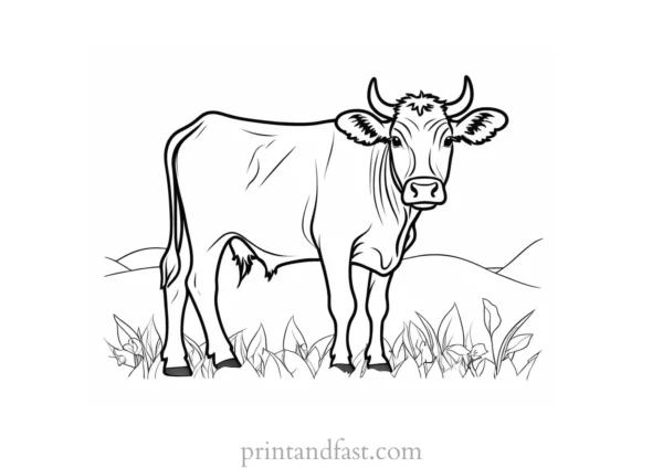 cow coloring page farm