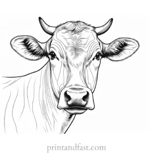 cow coloring page realistic