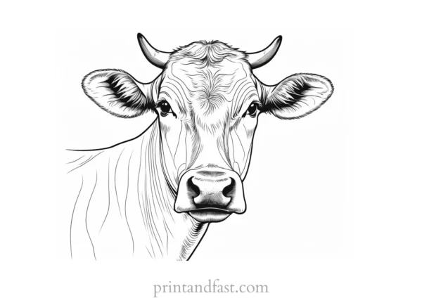 cow coloring page realistic