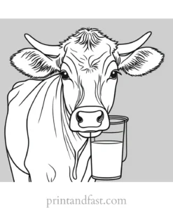 cow coloring page with milk