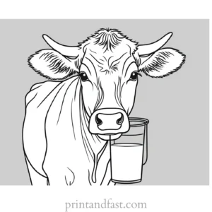 cow coloring page with milk