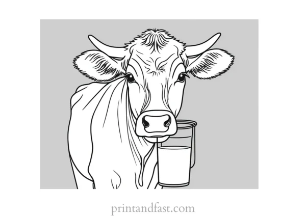 cow coloring page with milk