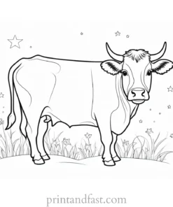 cow coloring page with stars