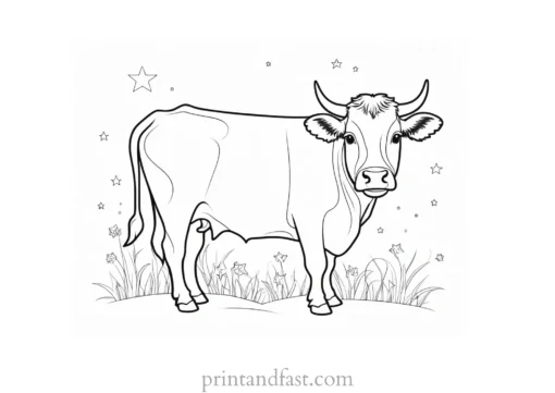 cow coloring page with stars