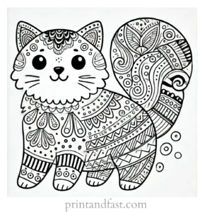 creative cat coloring page