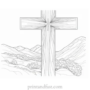 cross coloring page with Bible verse