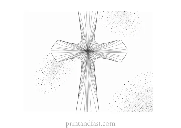 cross coloring page with background