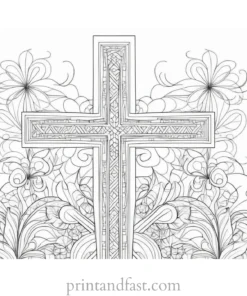 cross coloring page with patterns