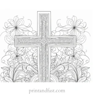 cross coloring page with patterns