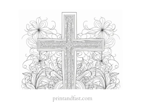 cross coloring page with patterns