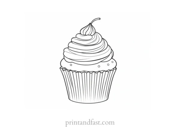 cupcake coloring page cartoon