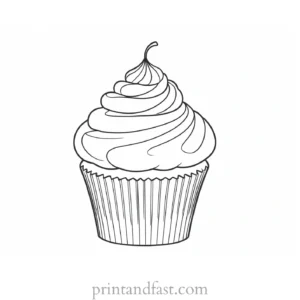 cupcake coloring page for kids