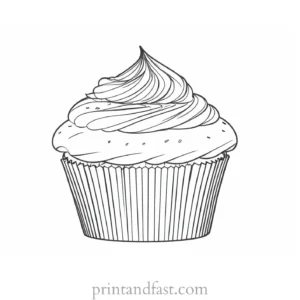 cupcake coloring page vintage