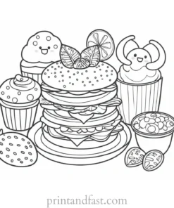 cute coloring page for food