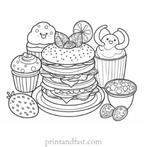 cute coloring page for food