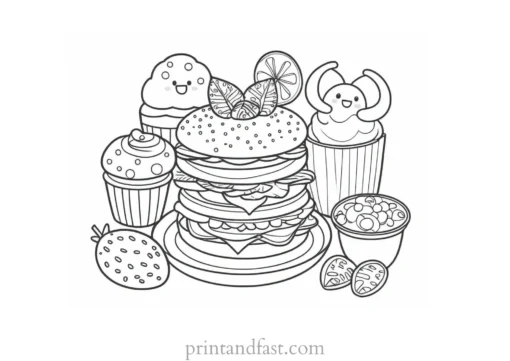 cute coloring page for food