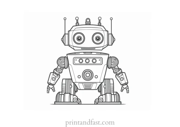 cute coloring page for robots