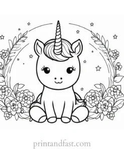 cute coloring page for unicorns