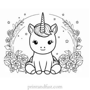 cute coloring page for unicorns