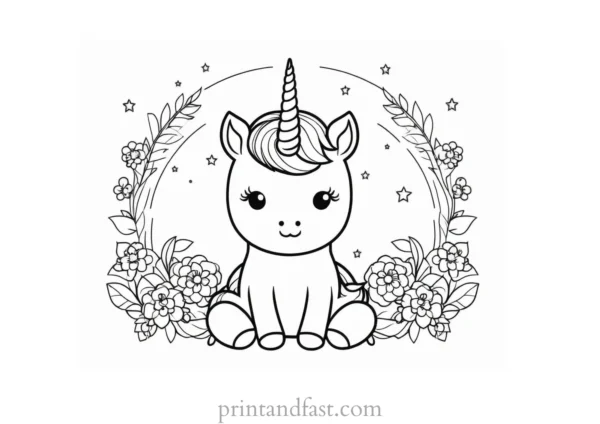 cute coloring page for unicorns