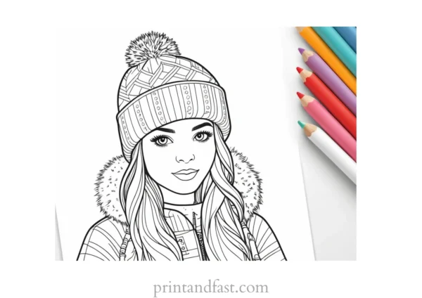 cute coloring page for winter