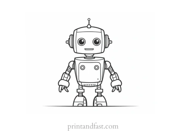 cute robot coloring page