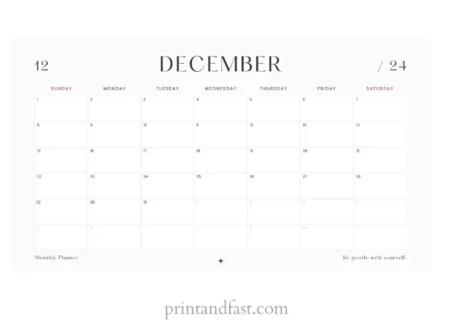 december 2024 calendar printable