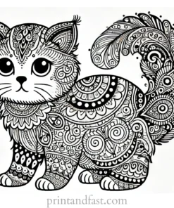 detailed cat coloring page