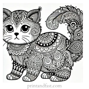 detailed cat coloring page