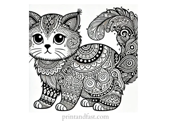 detailed cat coloring page